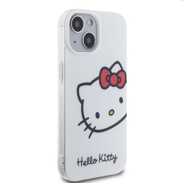 Zadný kryt Hello Kitty IML Head Logo pre Apple iPhone 15, biela