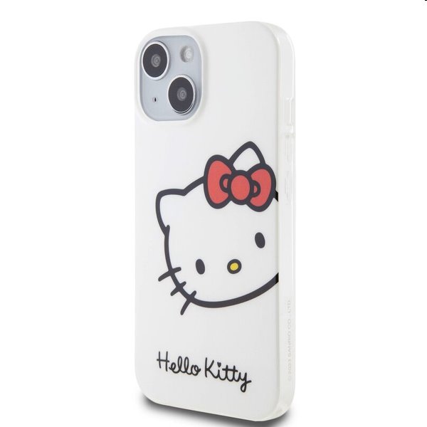 Zadný kryt Hello Kitty IML Head Logo pre Apple iPhone 15, biela