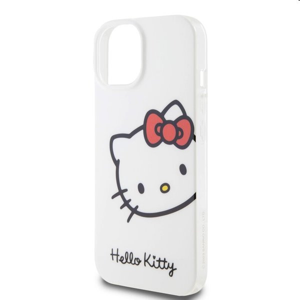 Zadný kryt Hello Kitty IML Head Logo pre Apple iPhone 15, biela