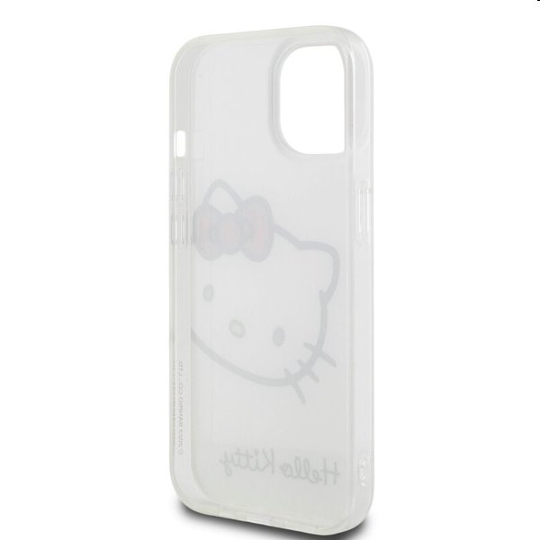 Zadný kryt Hello Kitty IML Head Logo pre Apple iPhone 15, biela