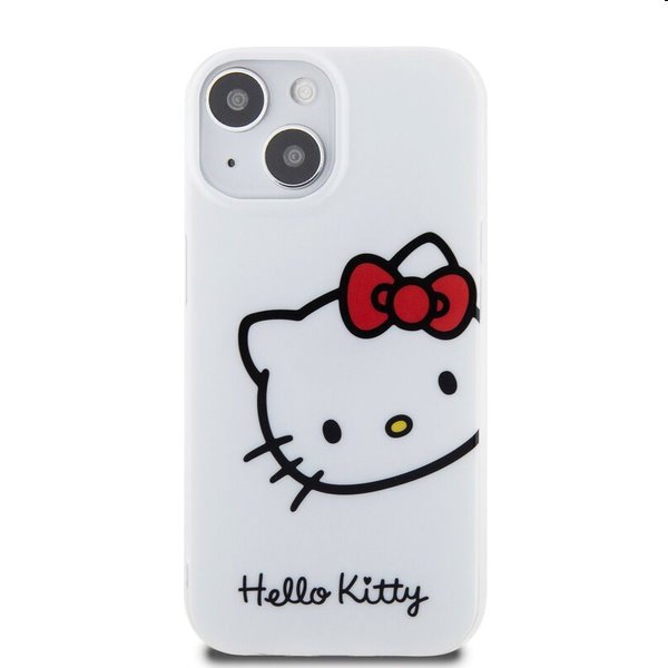 Zadný kryt Hello Kitty IML Head Logo pre Apple iPhone 15, biela