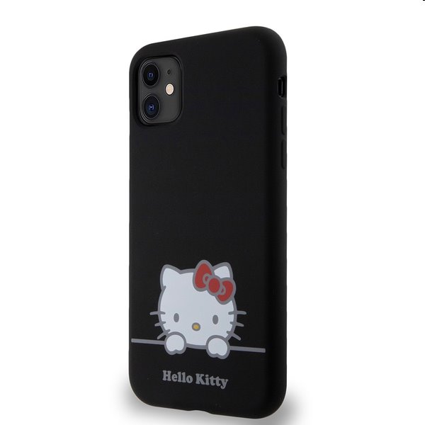 Zadný kryt Hello Kitty Liquid Silicone Daydreaming Logo pre Apple iPhone 11, čierna