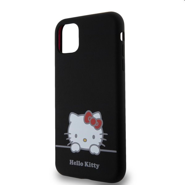 Zadný kryt Hello Kitty Liquid Silicone Daydreaming Logo pre Apple iPhone 11, čierna