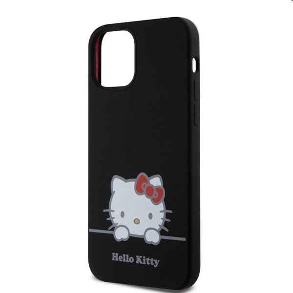 Zadný kryt Hello Kitty Liquid Silicone Daydreaming Logo pre Apple iPhone 12/12 Pro, čierna