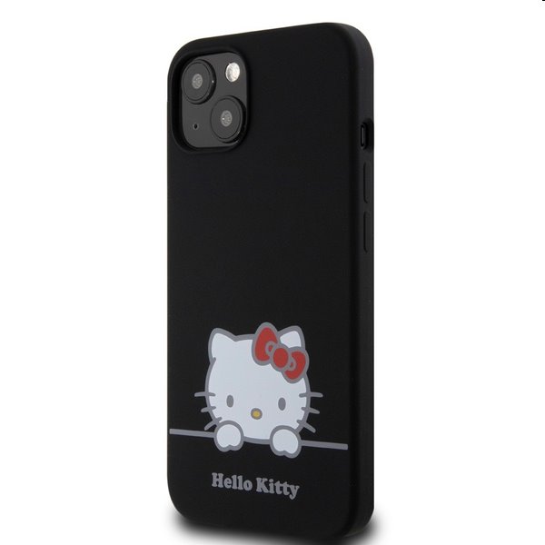 Zadný kryt Hello Kitty Liquid Silicone Daydreaming Logo pre Apple iPhone 13, čierna