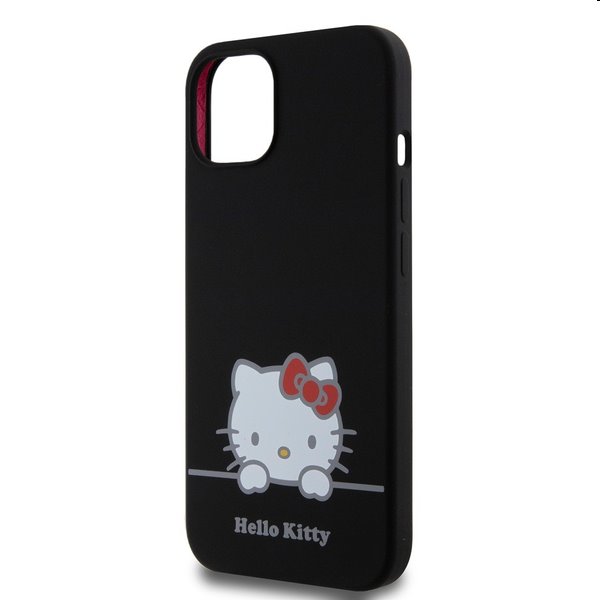 Zadný kryt Hello Kitty Liquid Silicone Daydreaming Logo pre Apple iPhone 13, čierne