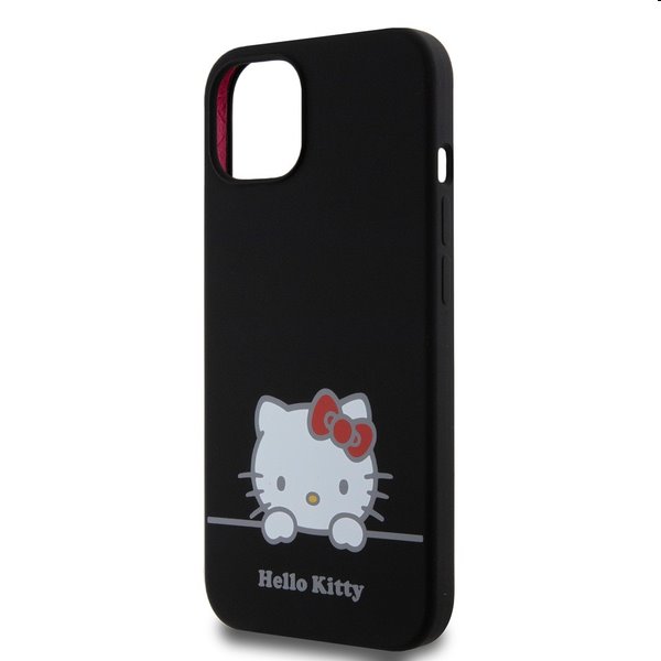 Zadný kryt Hello Kitty Liquid Silicone Daydreaming Logo pre Apple iPhone 13, čierna