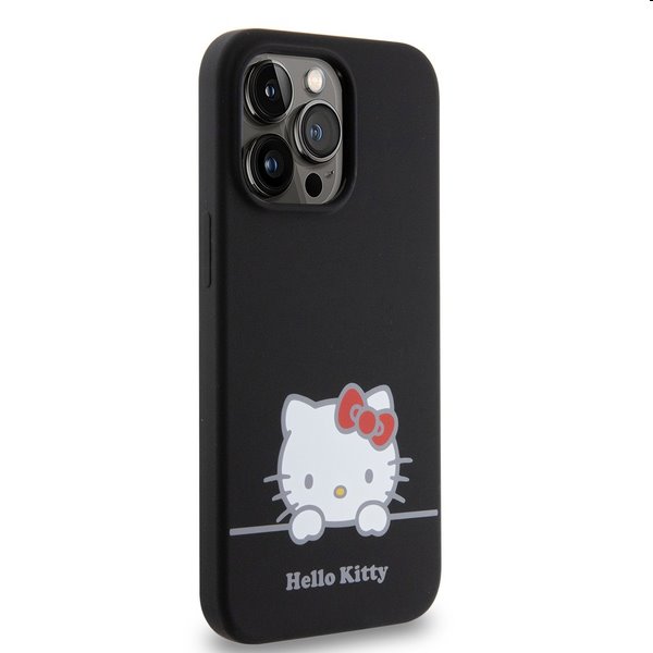 Zadný kryt Hello Kitty Liquid Silicone Daydreaming Logo pre Apple iPhone 13 Pro, čierna