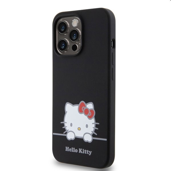 Zadný kryt Hello Kitty Liquid Silicone Daydreaming Logo pre Apple iPhone 13 Pro, čierna