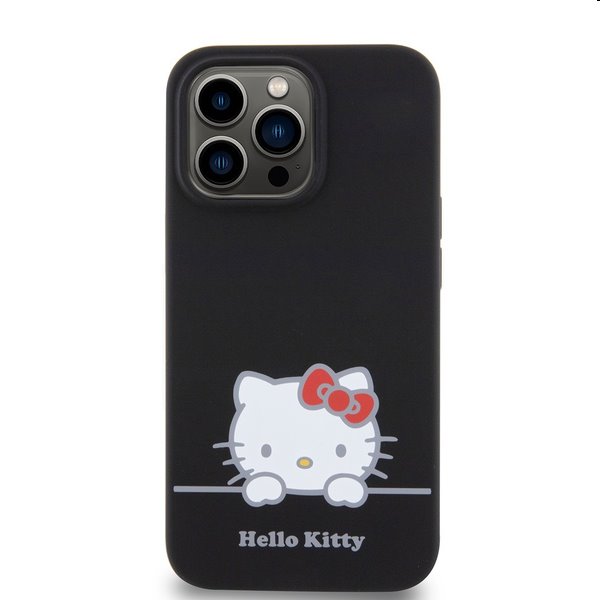 Zadný kryt Hello Kitty Liquid Silicone Daydreaming Logo pre Apple iPhone 13 Pro, čierna