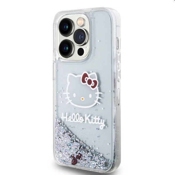 Zadný krytHello Kitty Liquid Glitter Electroplating Head Logo pre Apple iPhone 13 Pro, transparentná