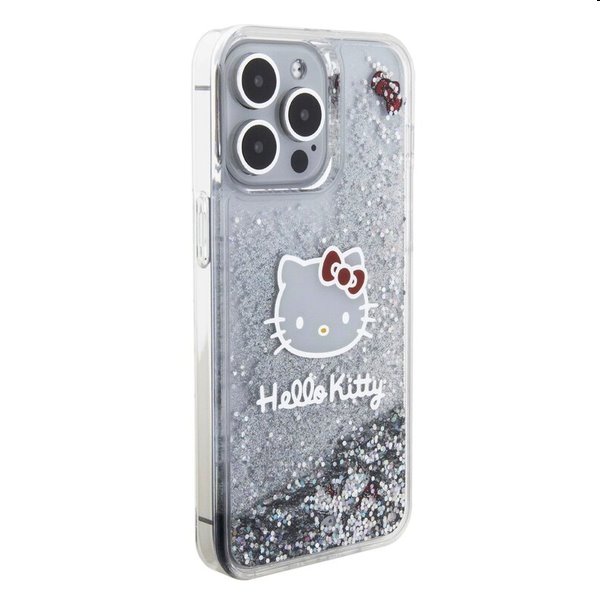 Zadný krytHello Kitty Liquid Glitter Electroplating Head Logo pre Apple iPhone 15 Pro Max, transparentná