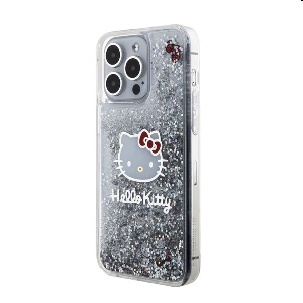 Zadný krytHello Kitty Liquid Glitter Electroplating Head Logo pre Apple iPhone 15 Pro Max, transparentná
