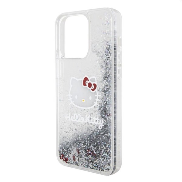 Zadný krytHello Kitty Liquid Glitter Electroplating Head Logo pre Apple iPhone 15 Pro Max, transparentná