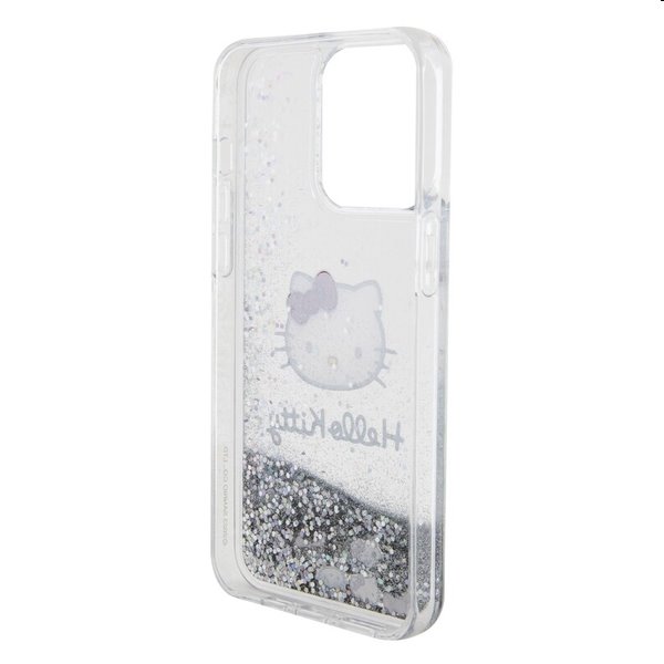 Zadný krytHello Kitty Liquid Glitter Electroplating Head Logo pre Apple iPhone 15 Pro Max, transparentná