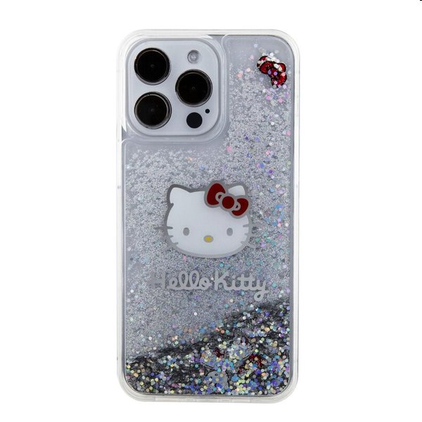 Zadný krytHello Kitty Liquid Glitter Electroplating Head Logo pre Apple iPhone 15 Pro Max, transparentná