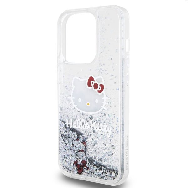 Zadný krytHello Kitty Liquid Glitter Electroplating Head Logo pre Apple iPhone 15 Pro, transparentná