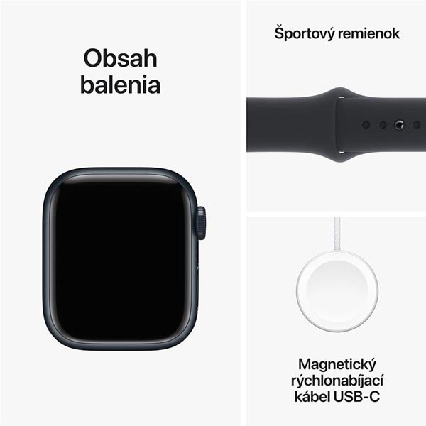 Apple Watch Series 9 GPS + Cellular 45mm polnočná , hliníkové puzdro so športovým remienkom polnočná - S/M