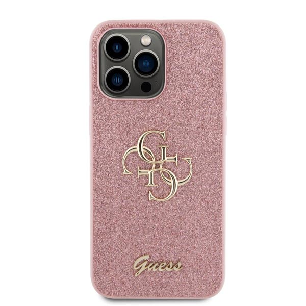 Zadný Kryt Guess PU Fixed Glitter 4G Metal Logo pre iPhone 15 Pro Max, ružová
