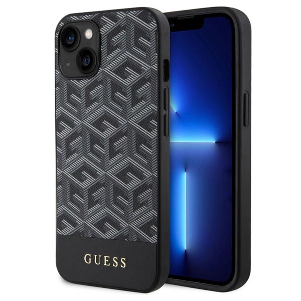 Zadný kryt Guess PU G Cube MagSafe pre iPhone 15, čierna