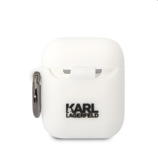 Karl Lagerfeld 3D Logo NFT Choupette Head silikónový obal pre Apple AirPods 1/2, biely