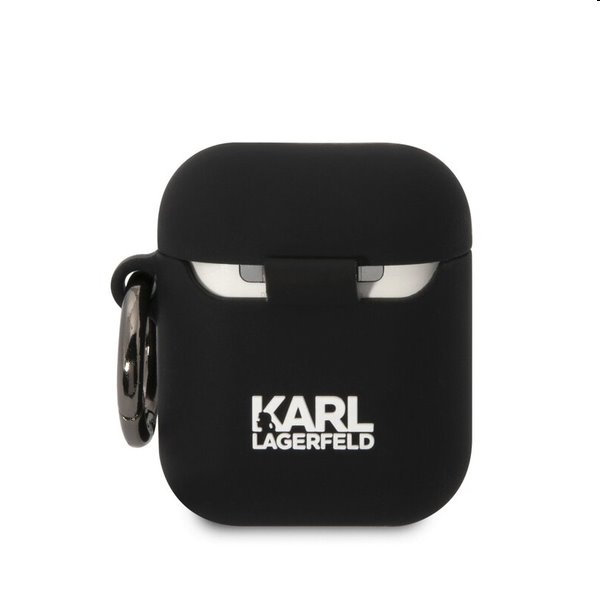 Karl Lagerfeld 3D Logo NFT Karl and Choupette silikónový obal pre Apple AirPods 1/2, čierny