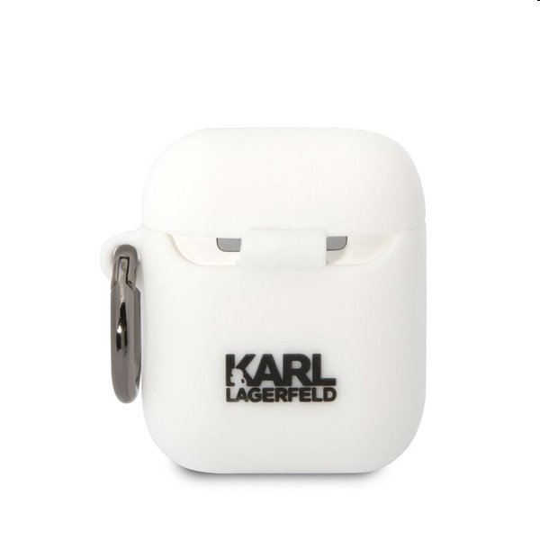 Karl Lagerfeld 3D Logo NFT Karl Head silikónový obal pre Apple AirPods 1/2, biely