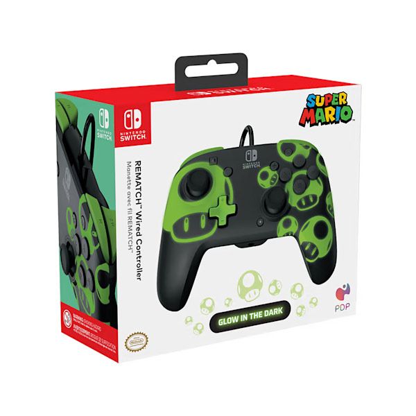 PDP Rematch Káblový ovládač 1Up Glow in The Dark pre Nintendo Switch