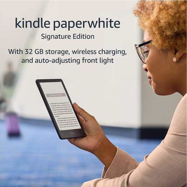 Čítačka kníh Amazon Kindle Paperwhite 5 2021, SIGNATURE edícia, 6,8" 32 GB, QI nabíjanie, bez reklám, čierna Čítačka kníh Amazon Kindle Paperwhite 5 2021, SIGNATURE edícia, 6,8" 32 GB, QI nabíjanie, bez reklám, čierna