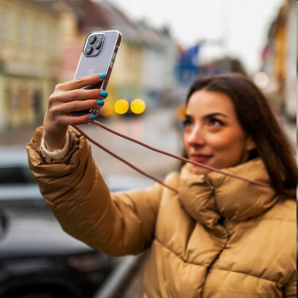 Zadný kryt FIXED Pure Neck so šnúrkou na krk pre Samsung Galaxy S24, ružová