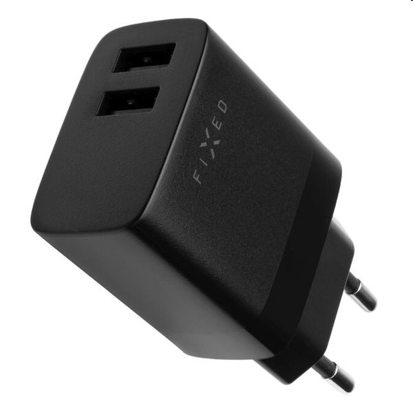 FIXED Set Sieťová nabíjačka 2 x USB výstupomaUSB/micro USB kábla, 1 m, 17 W, Smart Rapid Charge, čierna