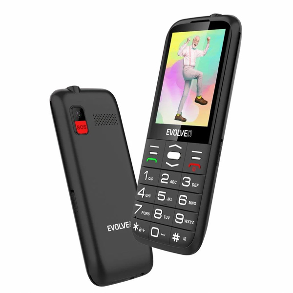Evolveo EasyPhone XO, mobilný telefón pre seniorov s nabíjacím stojanom, čierny