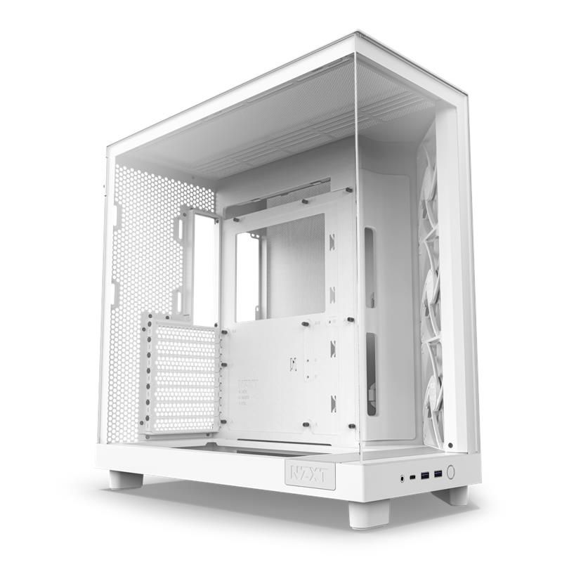NZXT case H6 Flow, ATX, Compact Dual Chamber Mid Tower, white