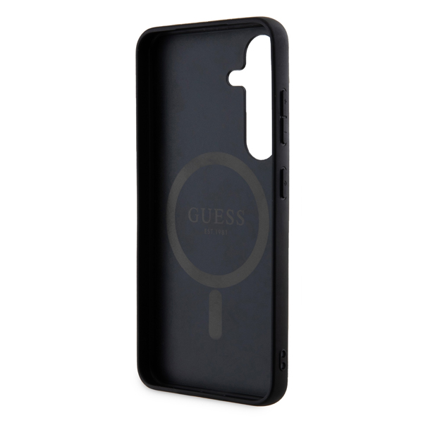 Zadný kryt Leather 4G Colored Ring MagSafe pre Samsung Galaxy S24 Plus, čierna