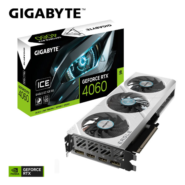 Gigabyte GeForce RTX 4060 grafická karta, EAGLE, OC ICE, 8G Gigabyte GeForce RTX 4060 grafická karta, EAGLE, OC ICE, 8G