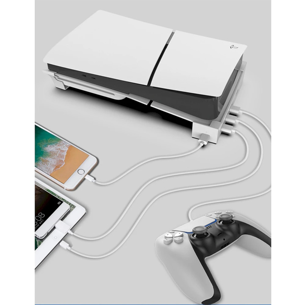 iPega P5S008 Horizontálny stojan s USB HUB pre PS5 Slim/PS5 Pro, White
