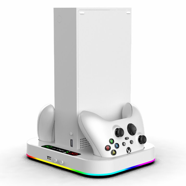 iPega XBS012S multifunkčný nabíjací RGB stojan s chladením pre Xbox Series S, 2 ks baterií