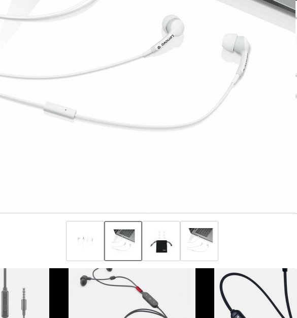 Lenovo 100 In-Ear, slúchadlá biele