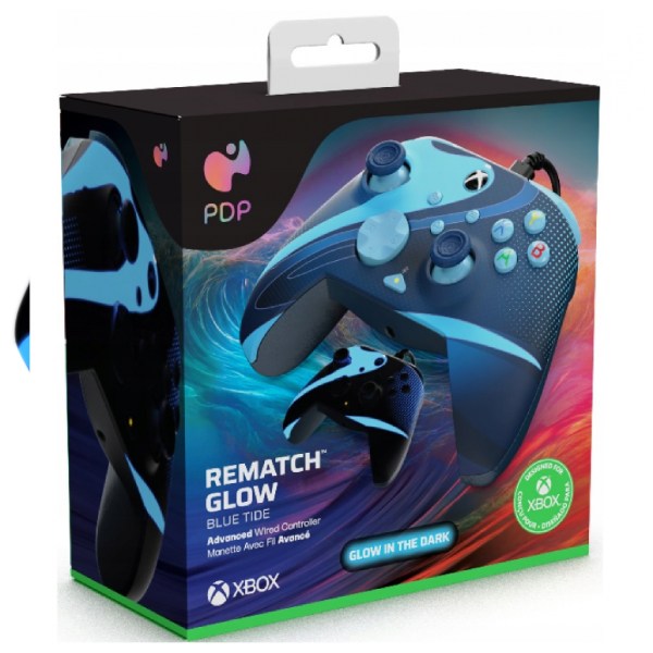 PDP káblový ovládač pre Xbox Series, Rematch Blue Tide, Glow in the Dark