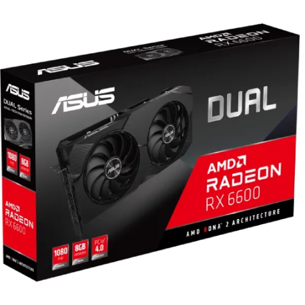 ASUS VGA AMD Radeon RX 6600 DUAL V2, 8 GB GDDR6