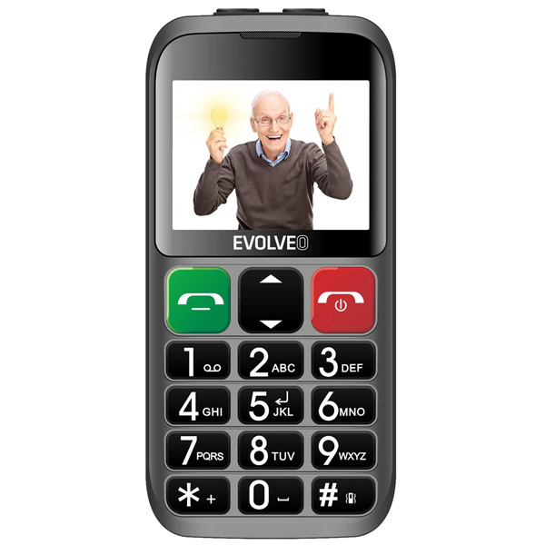 Evolveo EasyPhone ET, mobilný telefón pre seniorov s nabíjacím stojanom, strieborný