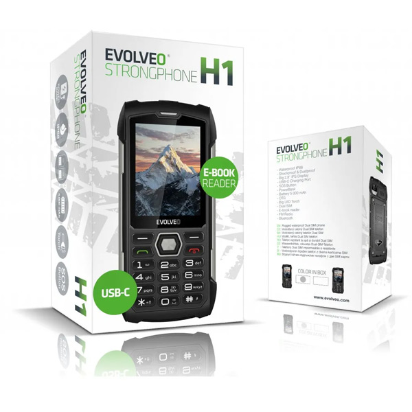 Evolveo StrongPhone H1, vodotesný odolný Dual SIM telefón, čierno-šedý Evolveo StrongPhone H1, vodotesný odolný Dual SIM telefón, čierno-šedý