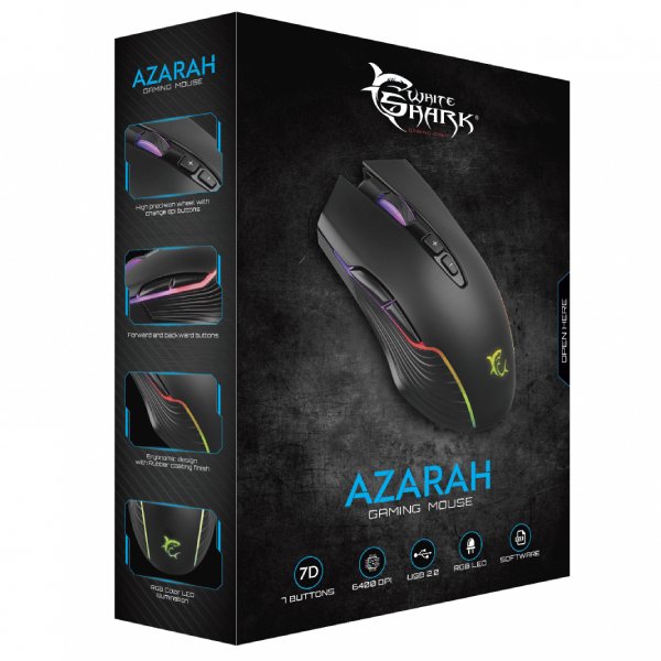 White Shark herná myš AZARAH RGB, 7200 dpi, čierna White Shark herná myš AZARAH RGB, 7200 dpi, čierna