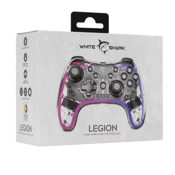 White Shark bezdrôtový herný ovládač LEGION, transparentný White Shark bezdrôtový herný ovládač LEGION, transparentný