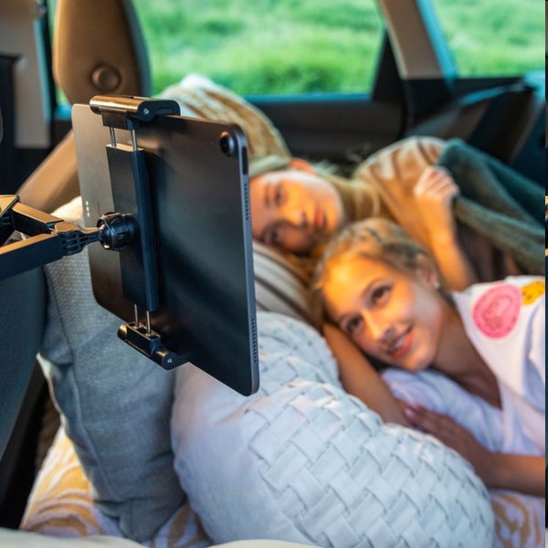 FIXED Univerzálny držiak pre tablety Passenger Max s uchytením do opierky hlavy a posuvným ramenom, space gray