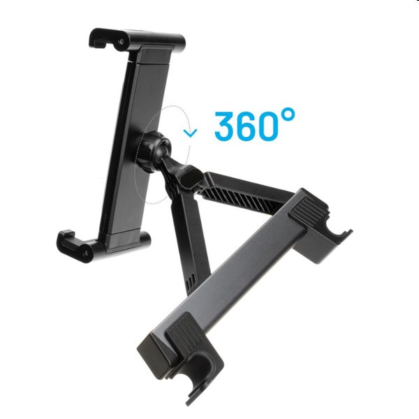 FIXED Univerzálny držiak pre tablety Passenger Max s uchytením do opierky hlavy a posuvným ramenom, space gray