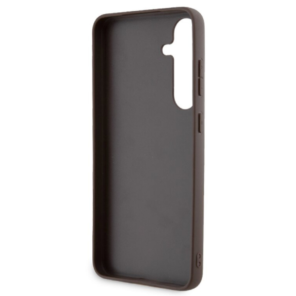 Zadný kryt Guess PU Leather 4G Triangle Metal Logo pre Samsung Galaxy S24 Plus, biely