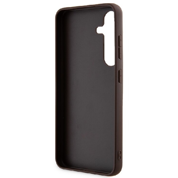 Zadný kryt Guess PU Leather 4G Triangle Metal Logo pre Samsung Galaxy S24, biely