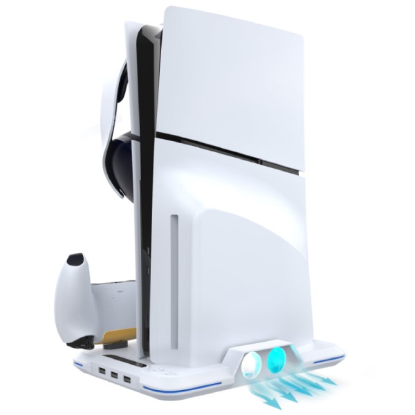 iPega P5S020W nabíjací stojan s RGB a chladením pre PlayStation 5 Slim, biela iPega P5S020W nabíjací stojan s RGB a chladením pre PlayStation 5 Slim, biela