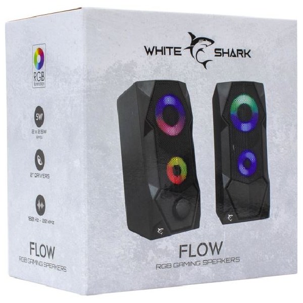 White Shark 2.0 FLOW reproduktory, RGB, čierne